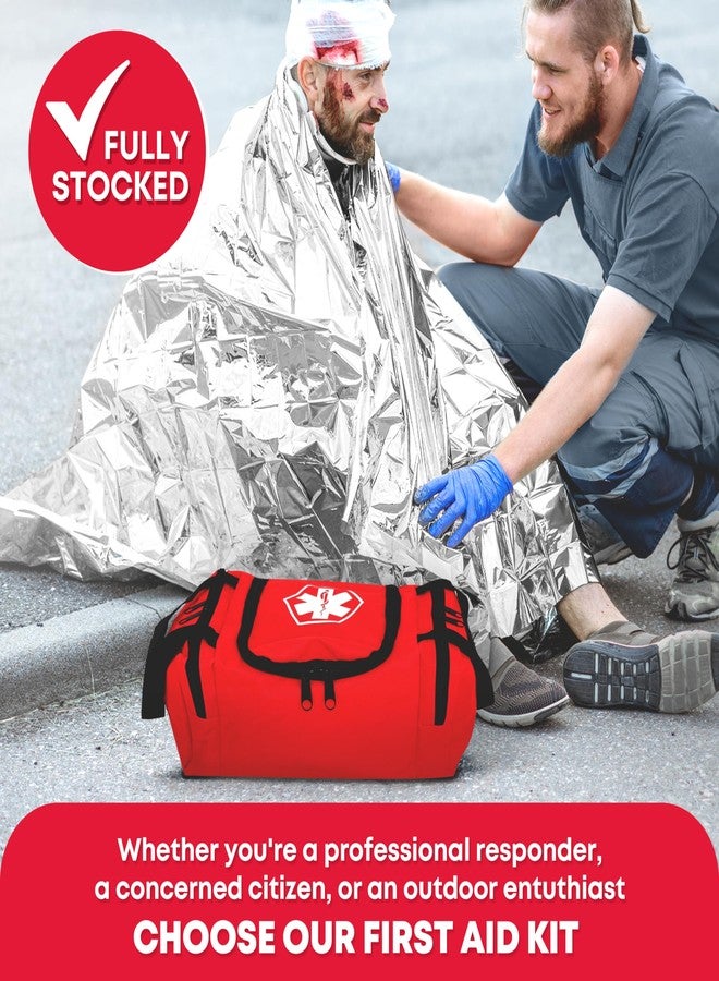 Ever Ready First Aid EMS First Responder Fully Stocked Trauma First Aid Kit - Red - Image 2